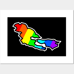 Pender Island in Rainbow Silhouette Colours - Gulf Islands Gift - Pender Island Posters and Art